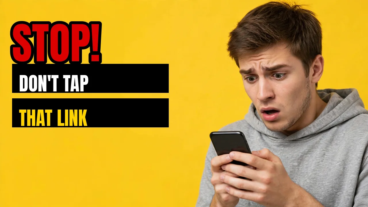 Stop! Don't Tap That Link — Click Assets cover design