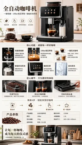 전자동 커피머신 제품 소개 이미지 예시 이미지