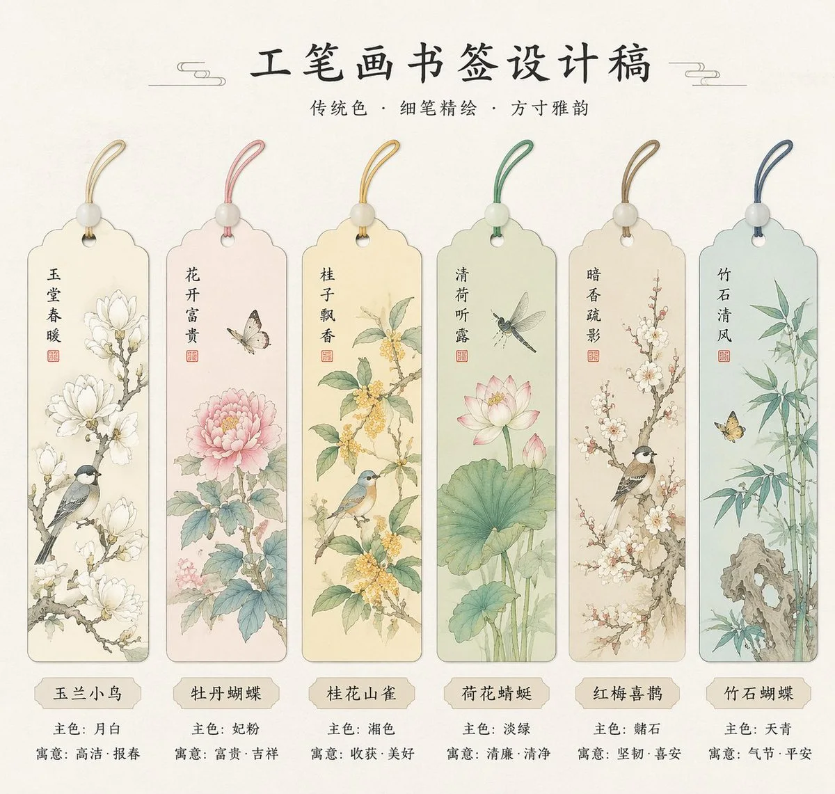 Exquisite Chinese Gongbi Bookmark Design sample image