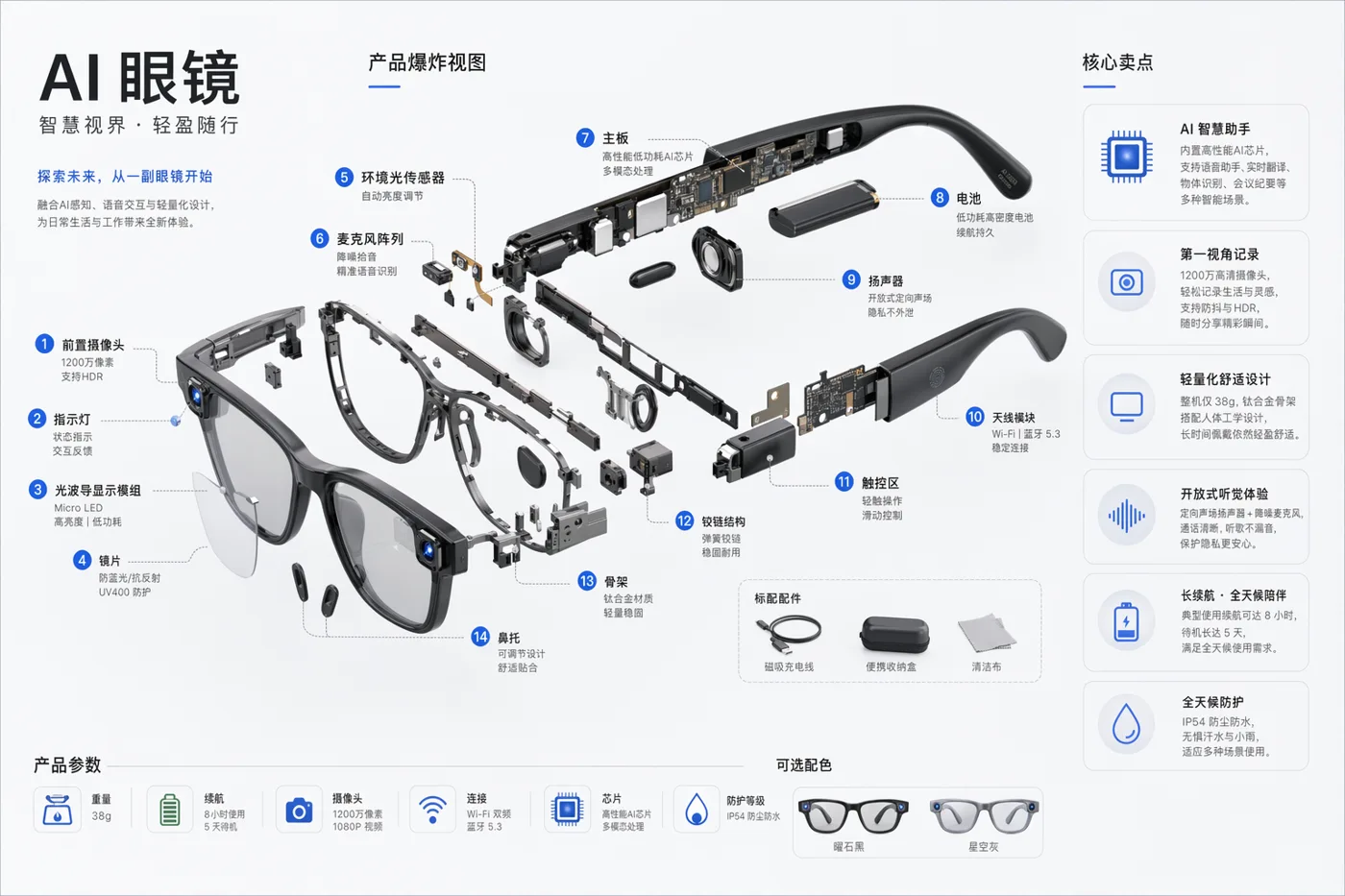 AI Glasses Exploded View sample image