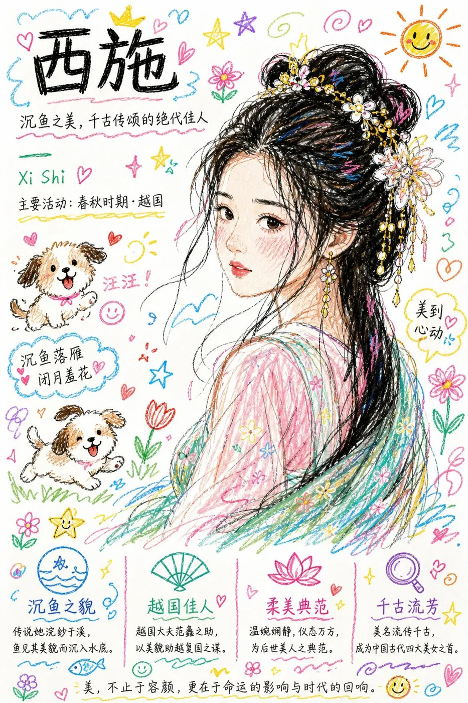 컬러 크로키 강아지 라인 아트 리드로잉 예시 이미지