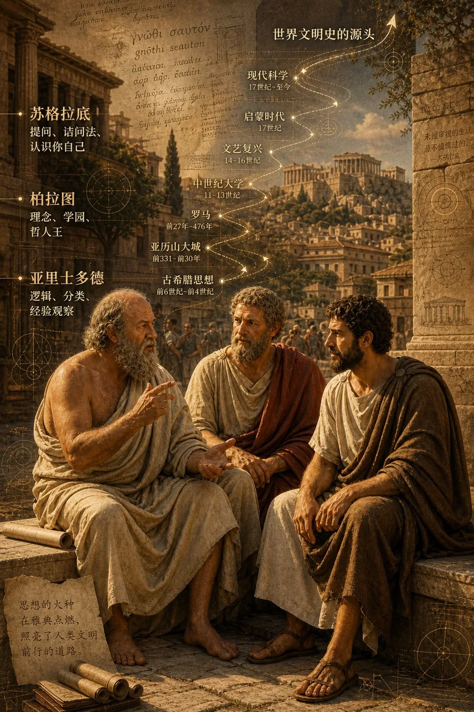 Ancient Greek Three Philosophers Timeline City Map sample image