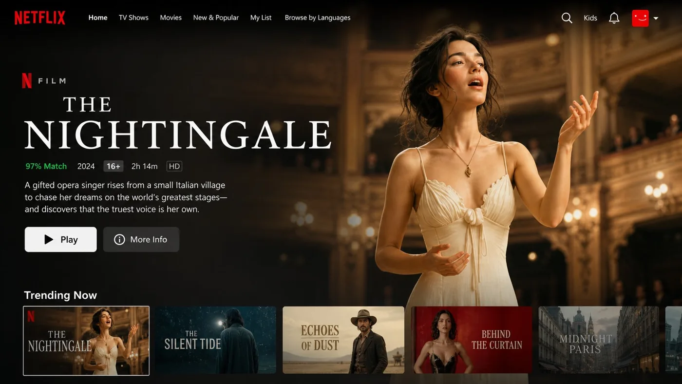 Netflix トップページメインビジュアル UIのサンプル画像