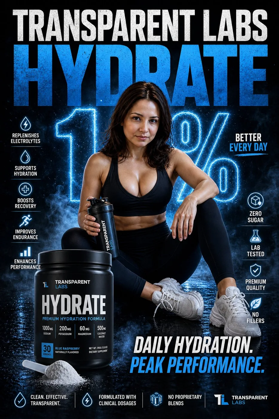 Transparent Labs Hydrate Fitness-Supplement-Campaign Beispielbild