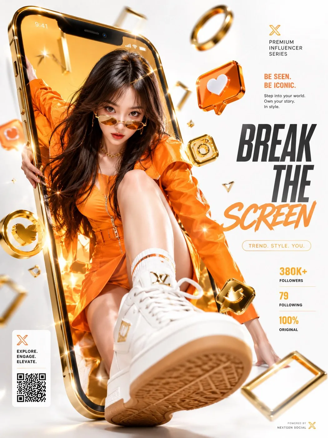 Luxuriöse Social-Media-Werbung mit Screen-Breakout Beispielbild