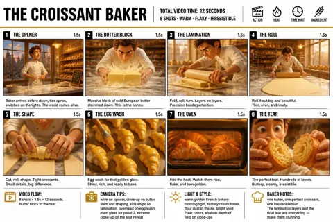 Croissant Baking Process Storyboard sample image