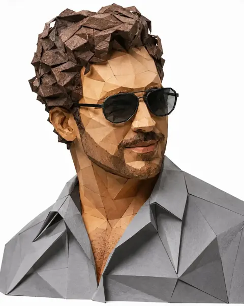 Low-Poly Papercraft Men's Portrait sample image