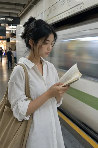 Morning Light on Shanghai Metro Platform sample image