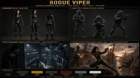 ROGUE VIPER Game Concept Design Board sample image