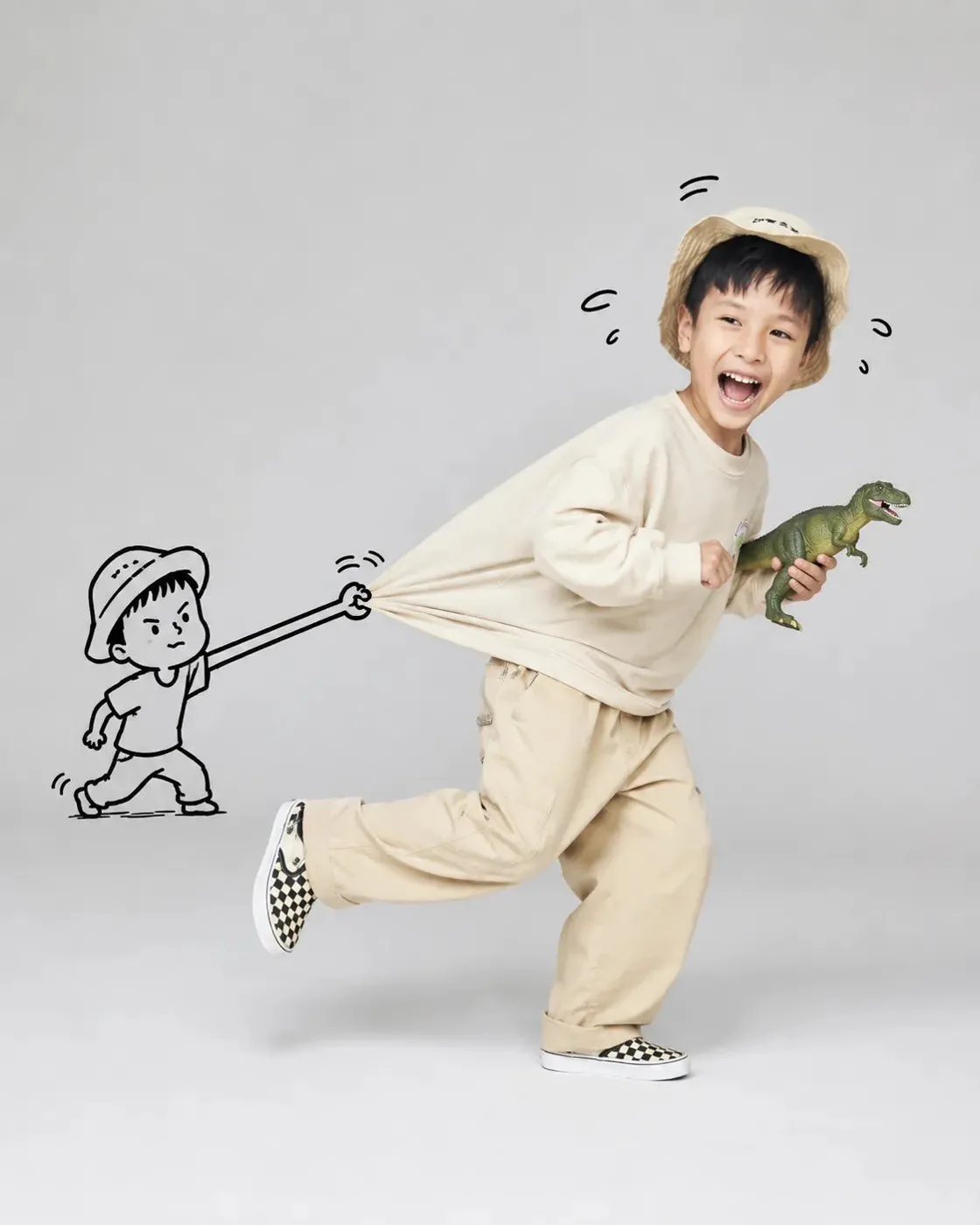 낙서 옷자락 달리는 스튜디오 촬영 예시 이미지