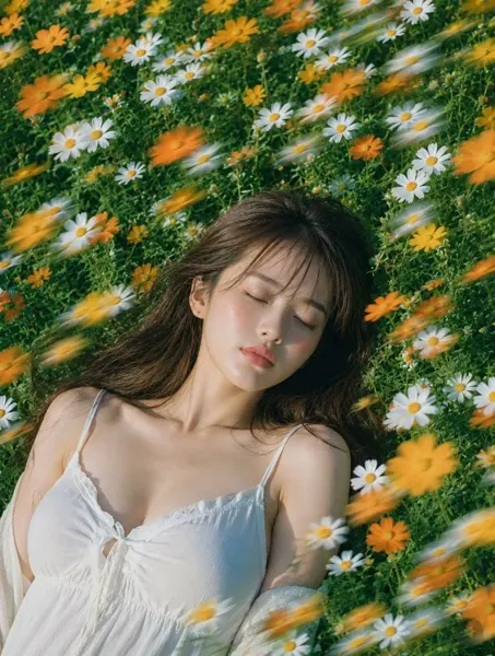 Windy Flower Field Summer Portrait sample image