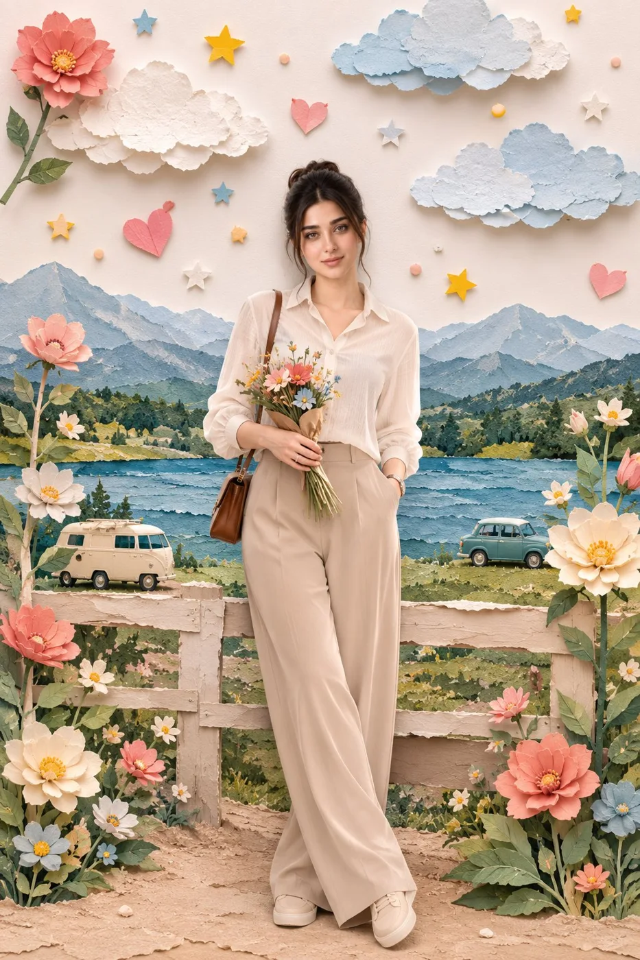 Paper Cutout Collage Countryside Portrait sample image