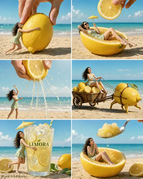 Six-Grid Lemon Drink Miniature Ad sample image